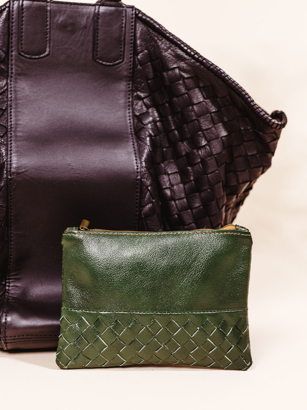 Leather Pouchette in Green