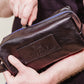 Iron Tight Men's Black Leather Toiletry Bag