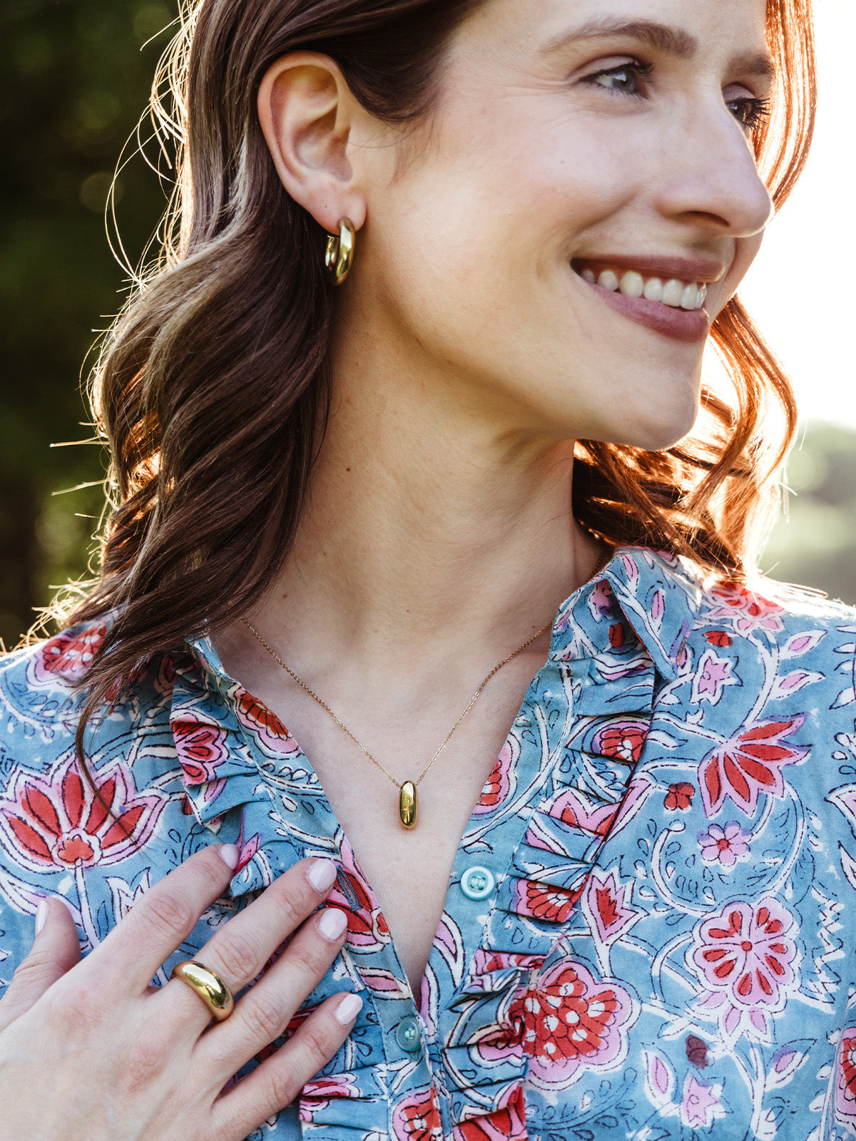 Jasiri Gold Pendant Necklace- Vertical