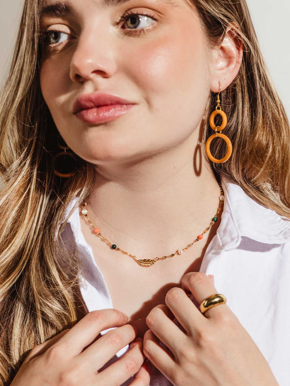 Song of Celebration Gold Feather Necklace