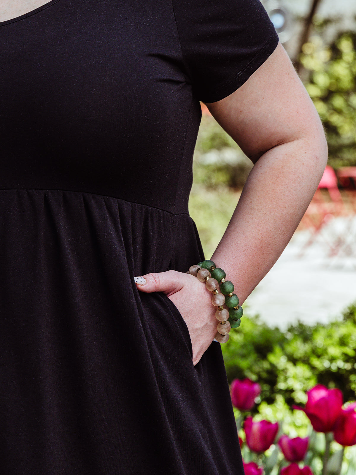 Jayde V-Neck Black Tiered Dress
