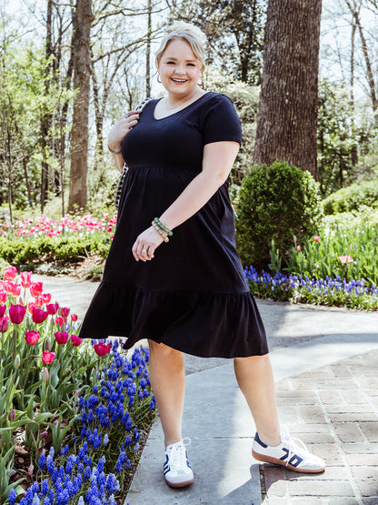 Jayde V-Neck Black Tiered Dress
