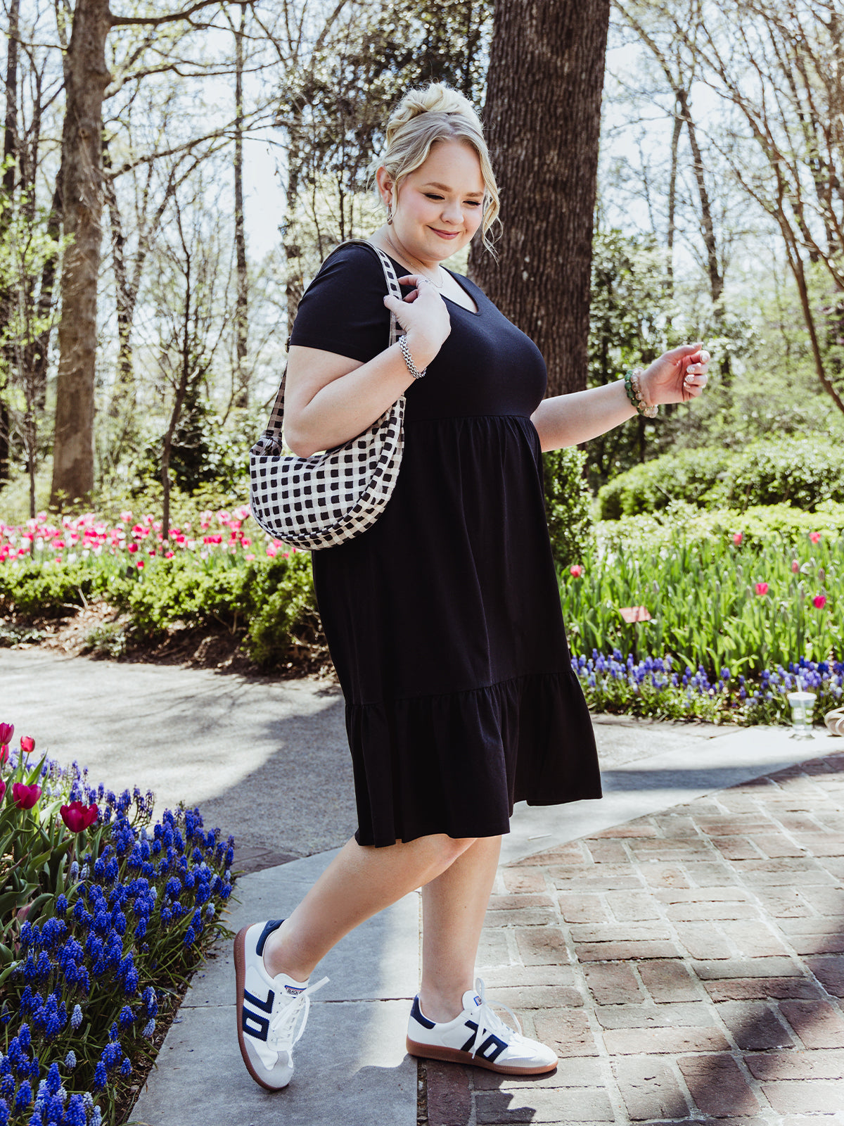 Jayde V-Neck Black Tiered Dress