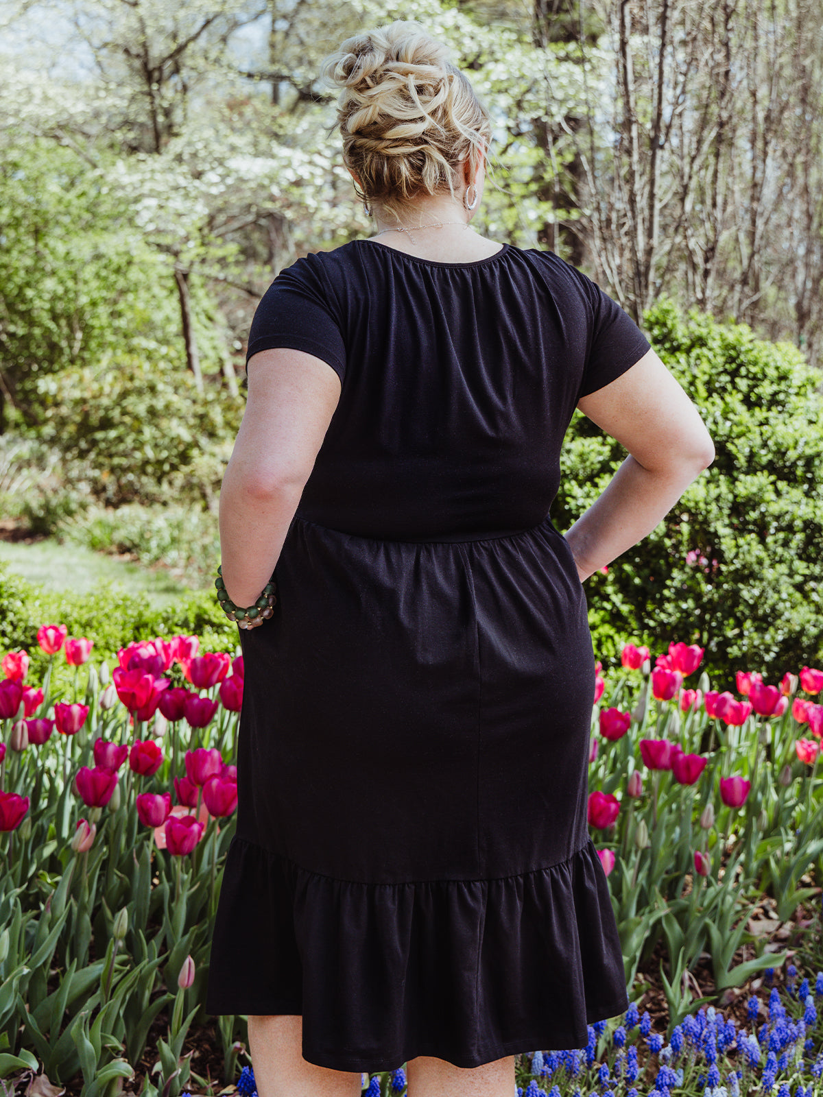Jayde V-Neck Black Tiered Dress