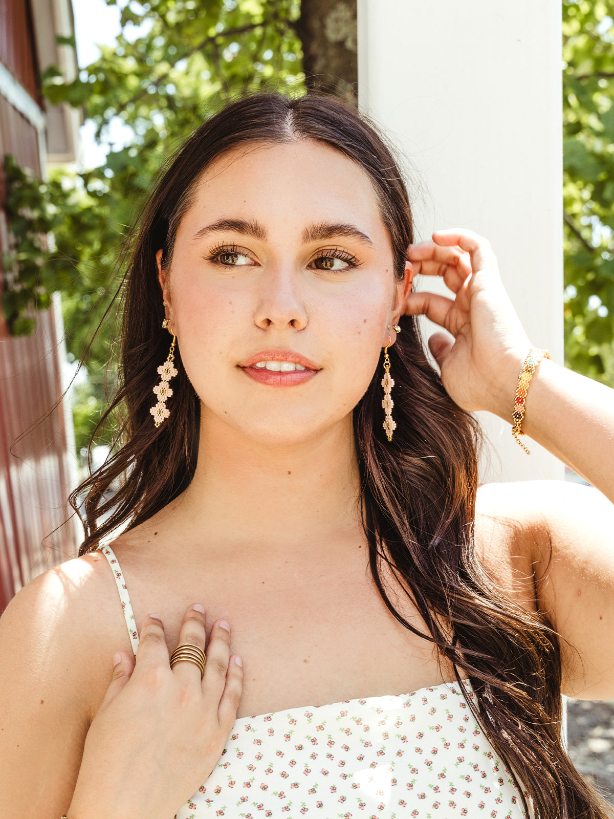 Pink Bouquet Beaded Earrings