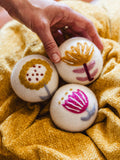 Felted Floral New Zealand Wool Dryer Balls