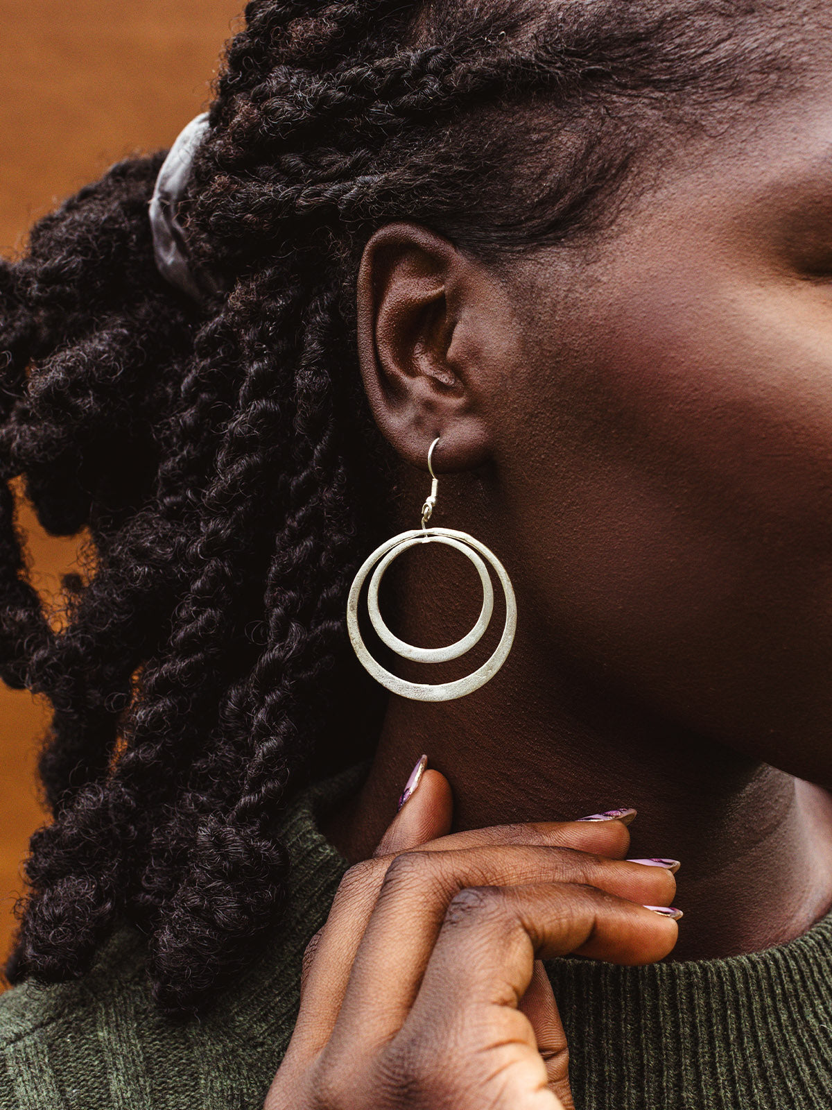 Silver Eclipse Duo Circle Earrings