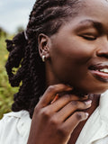 Silver Crescent Huggie Earrings