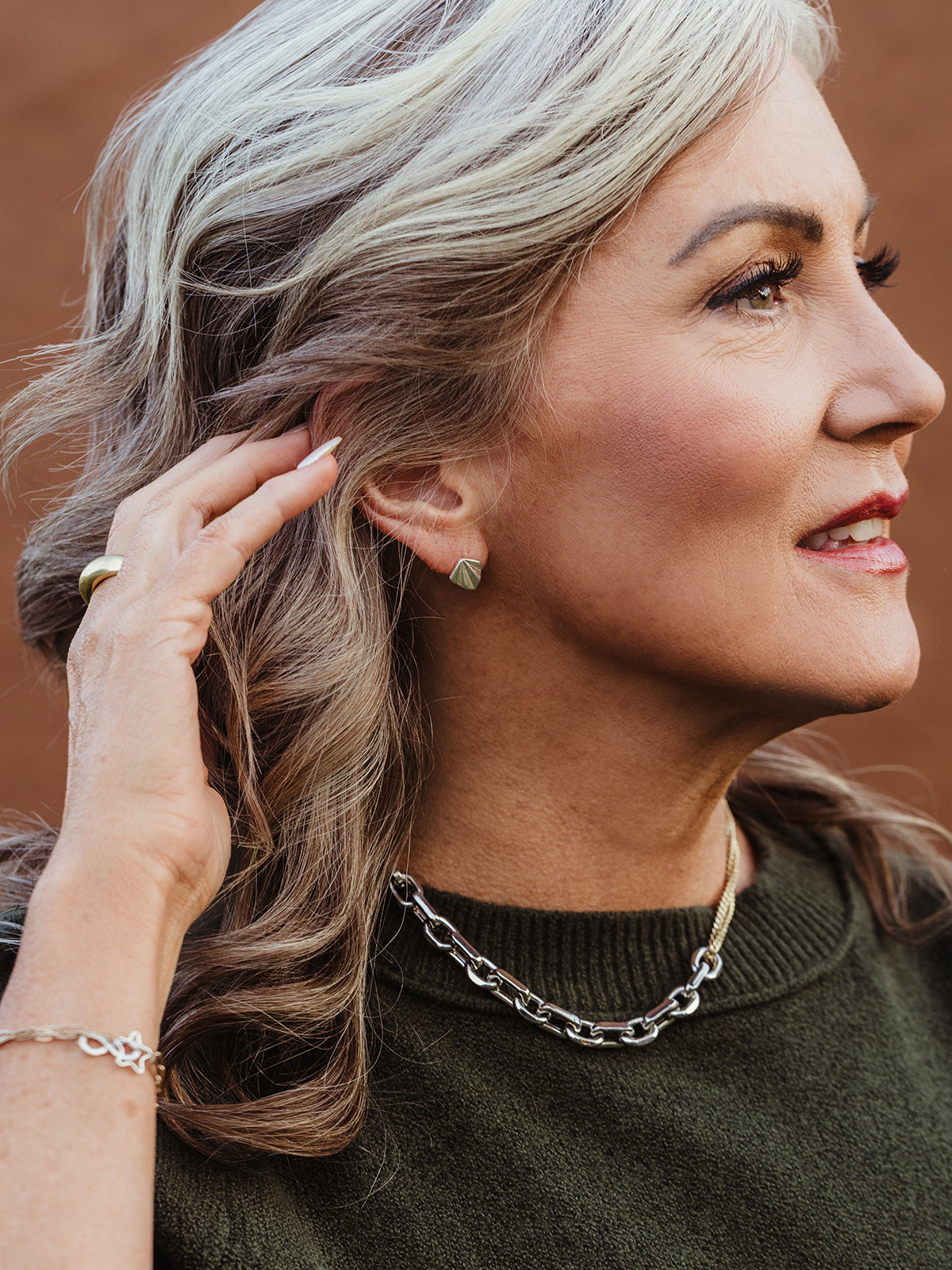 Mezzo Silver Stud Earrings