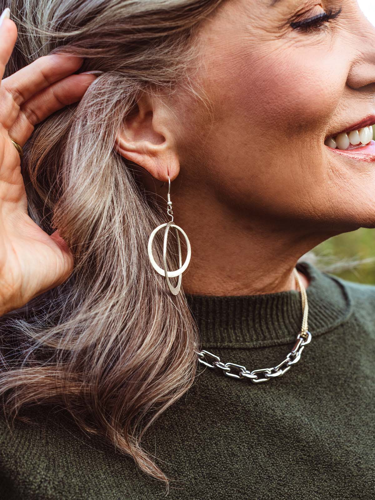 Silver Eclipse Duo Circle Earrings