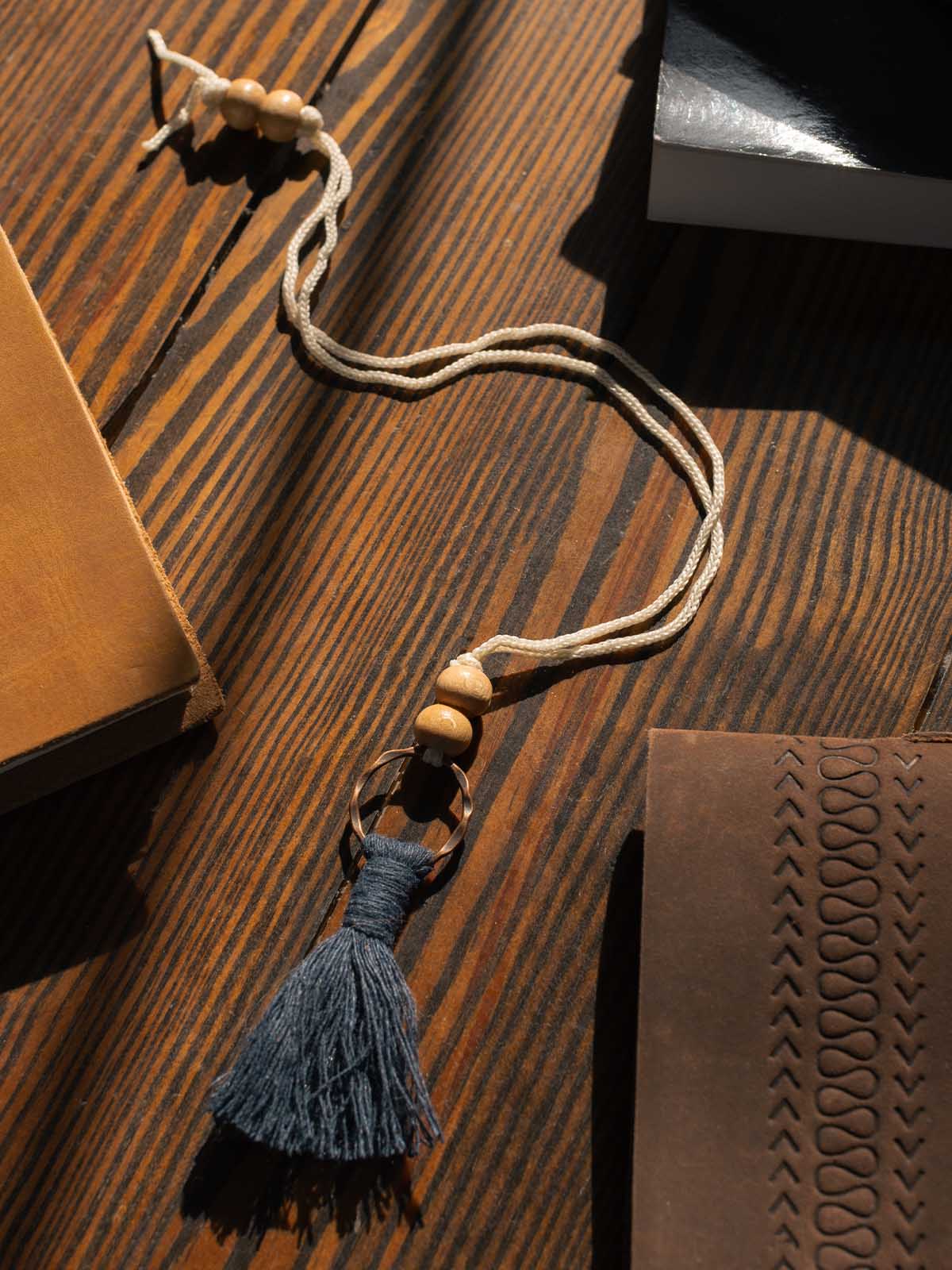 Handmade Tassel Bookmark in Navy