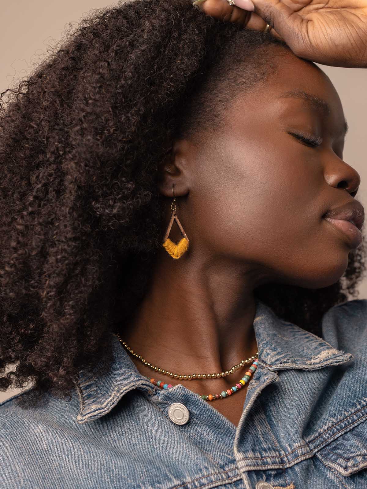 Boho Diamond-Shaped Yellow Earrings