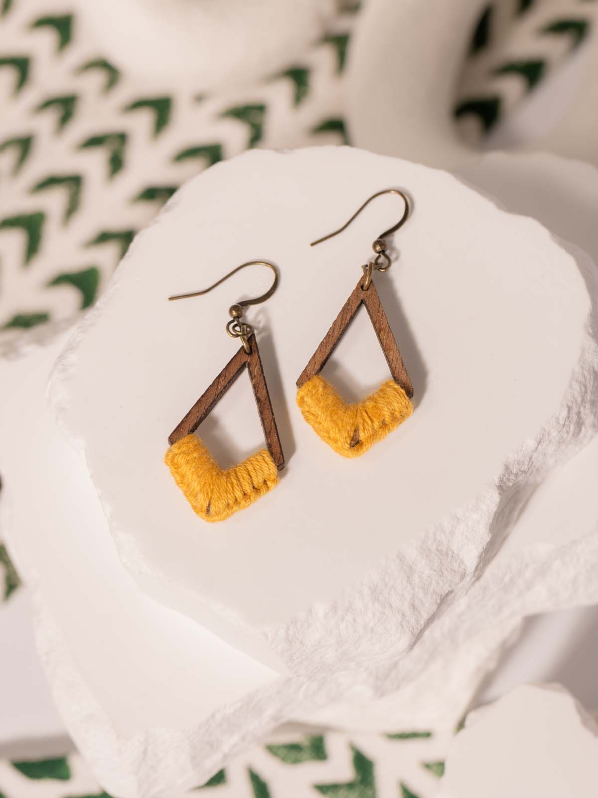Boho Diamond-Shaped Yellow Earrings