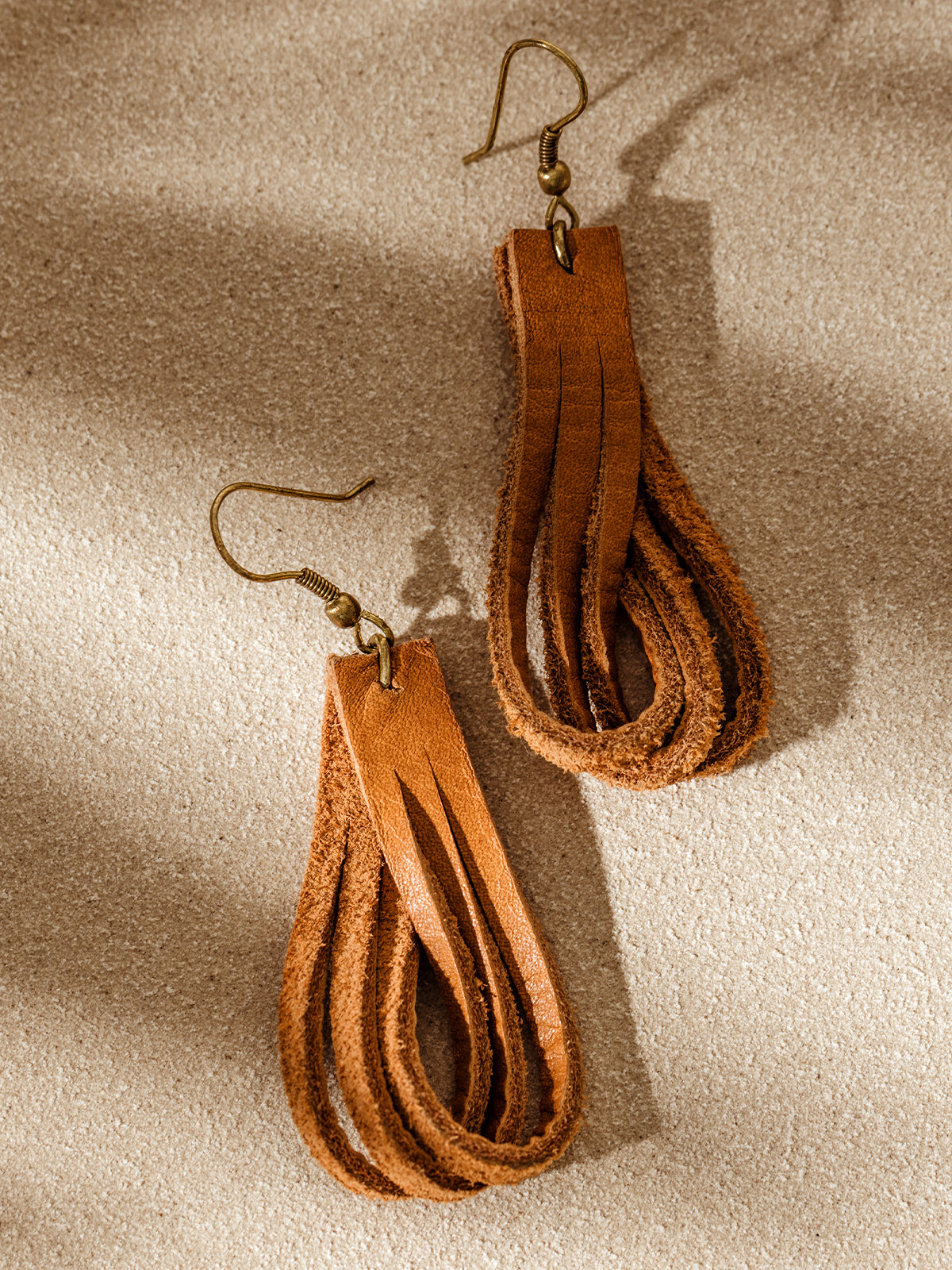 Leather Pathway Dangle Earrings