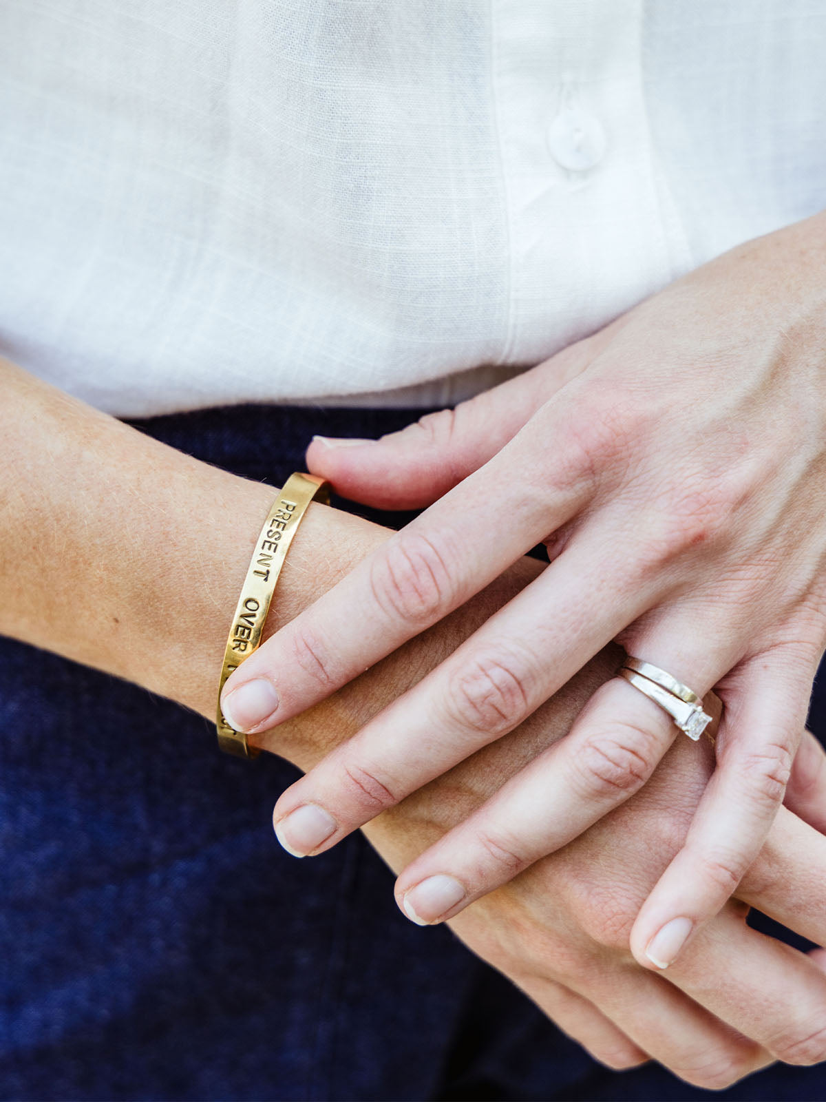 Present Over Perfect Stamped Brass Bracelet
