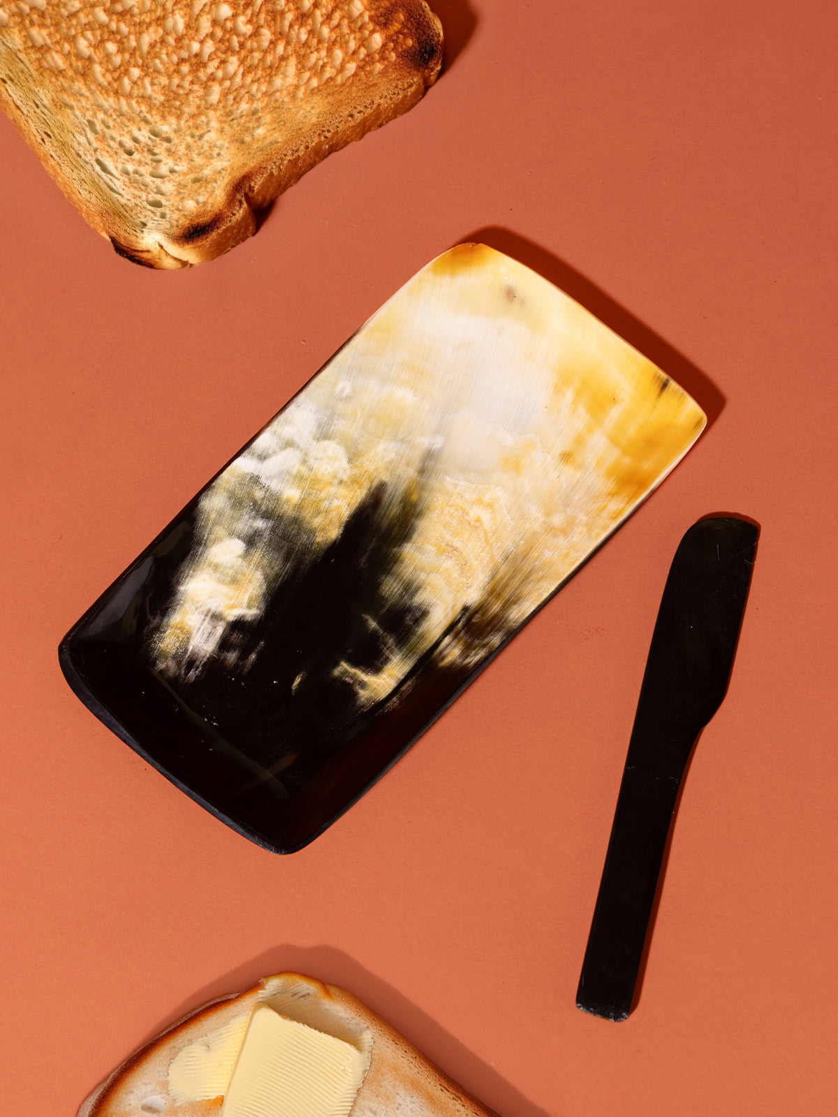 Horn Butter Tray and Knife