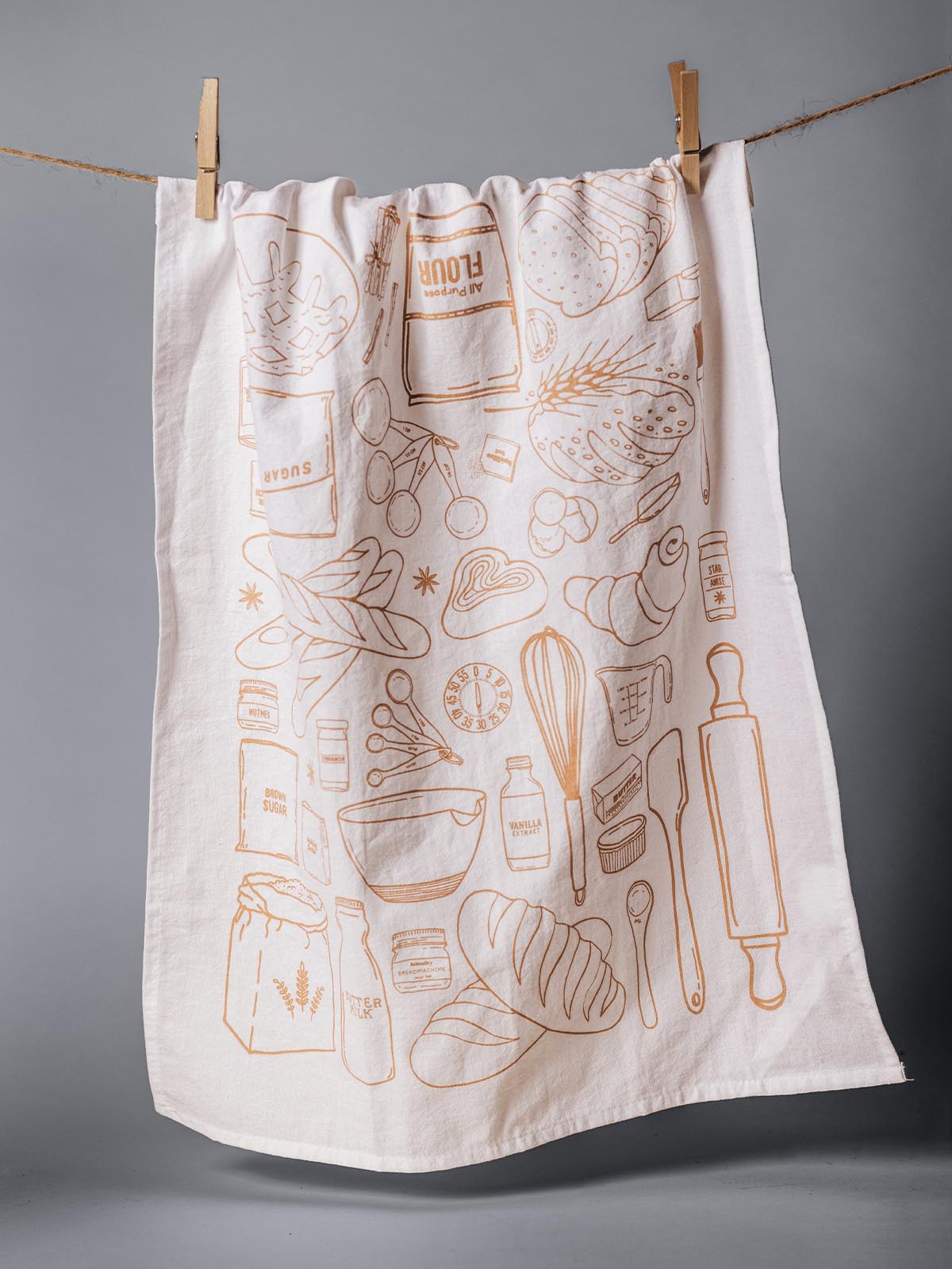 Bread Making Watercolor Tea Towel