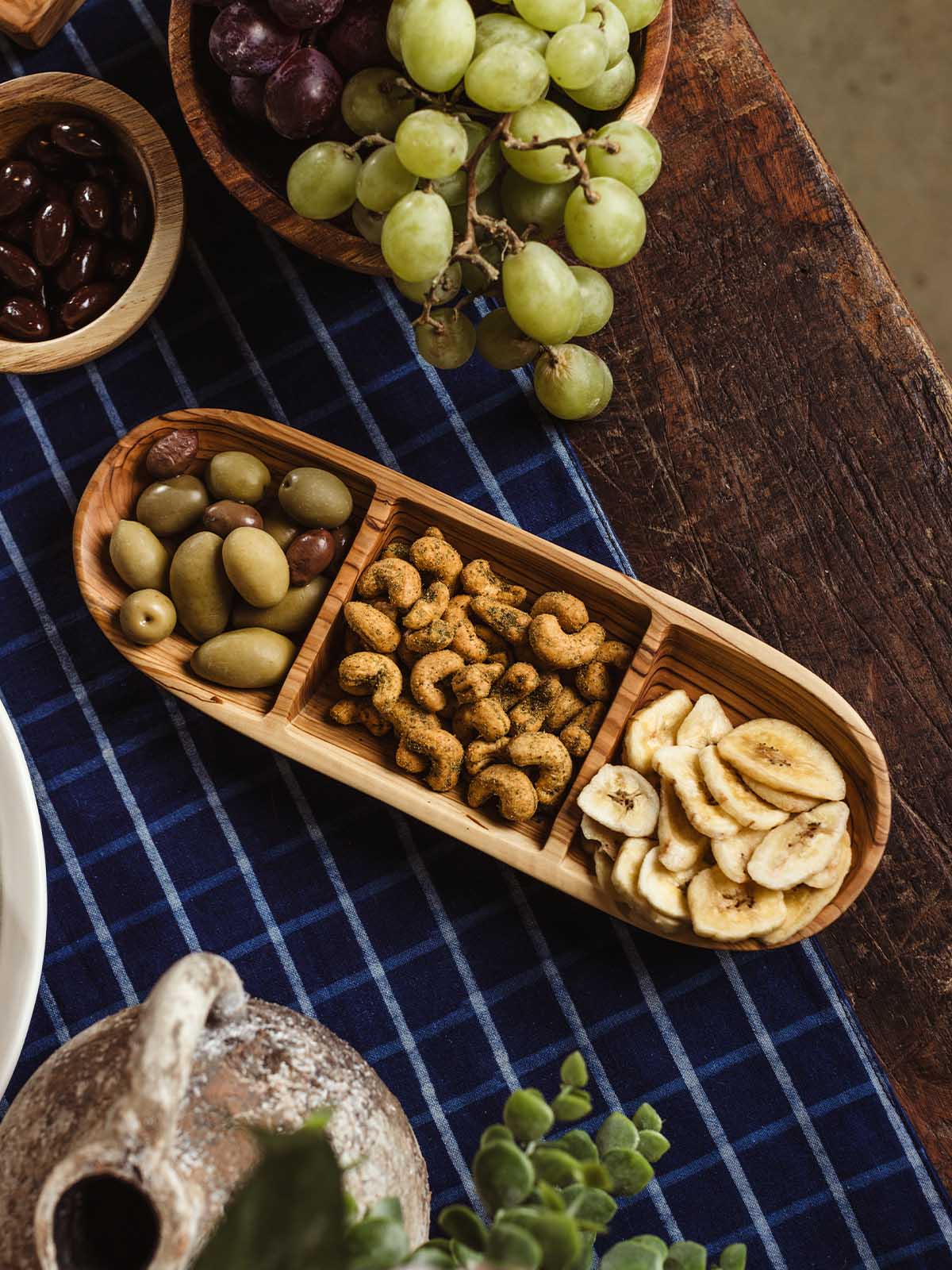 Olive Wood Divided Serving Tray