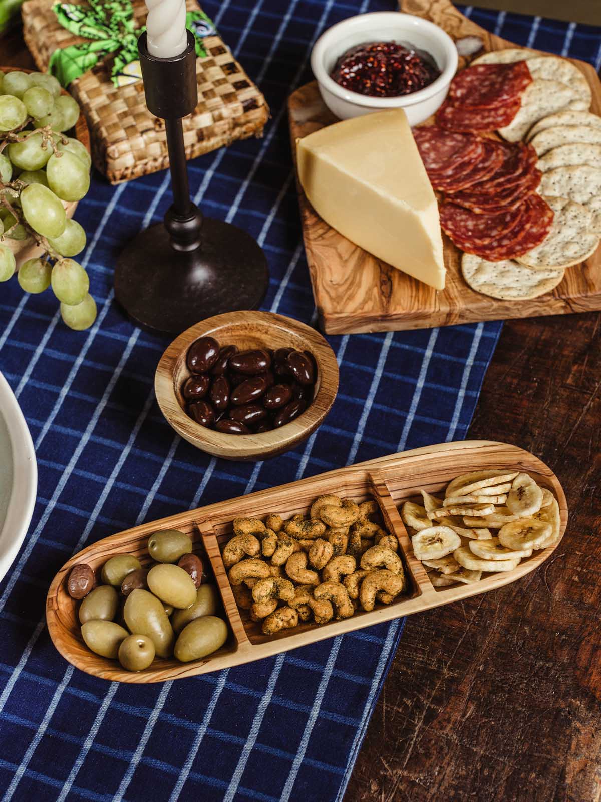 Olive Wood Divided Serving Tray