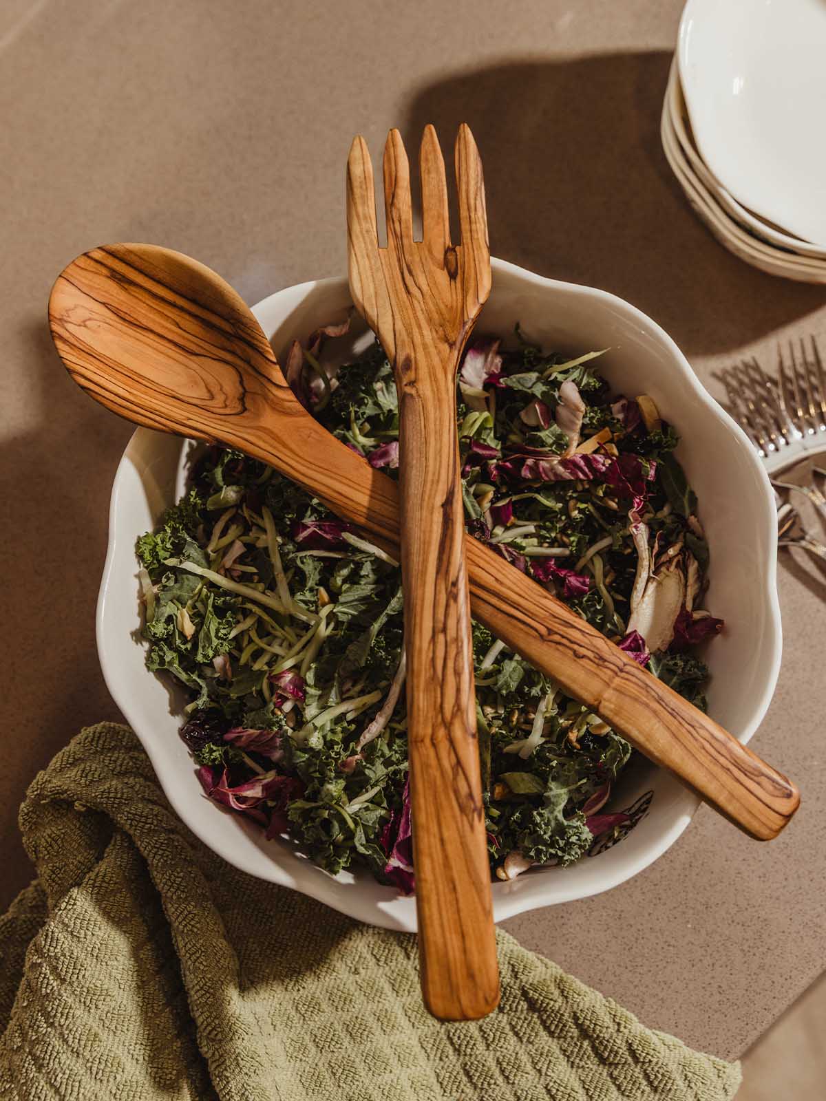 Olive Wood Salad Servers