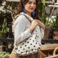 Momo Ruffle Canvas Shoulder Bag-Indigo Dot