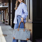 Malti Canvas Weekender Bag- Indigo Gingham