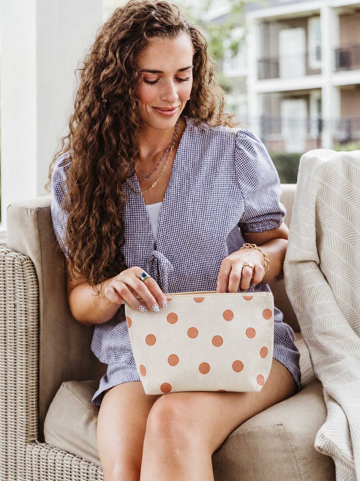 Large Waterproof Pouch-Clay Dot