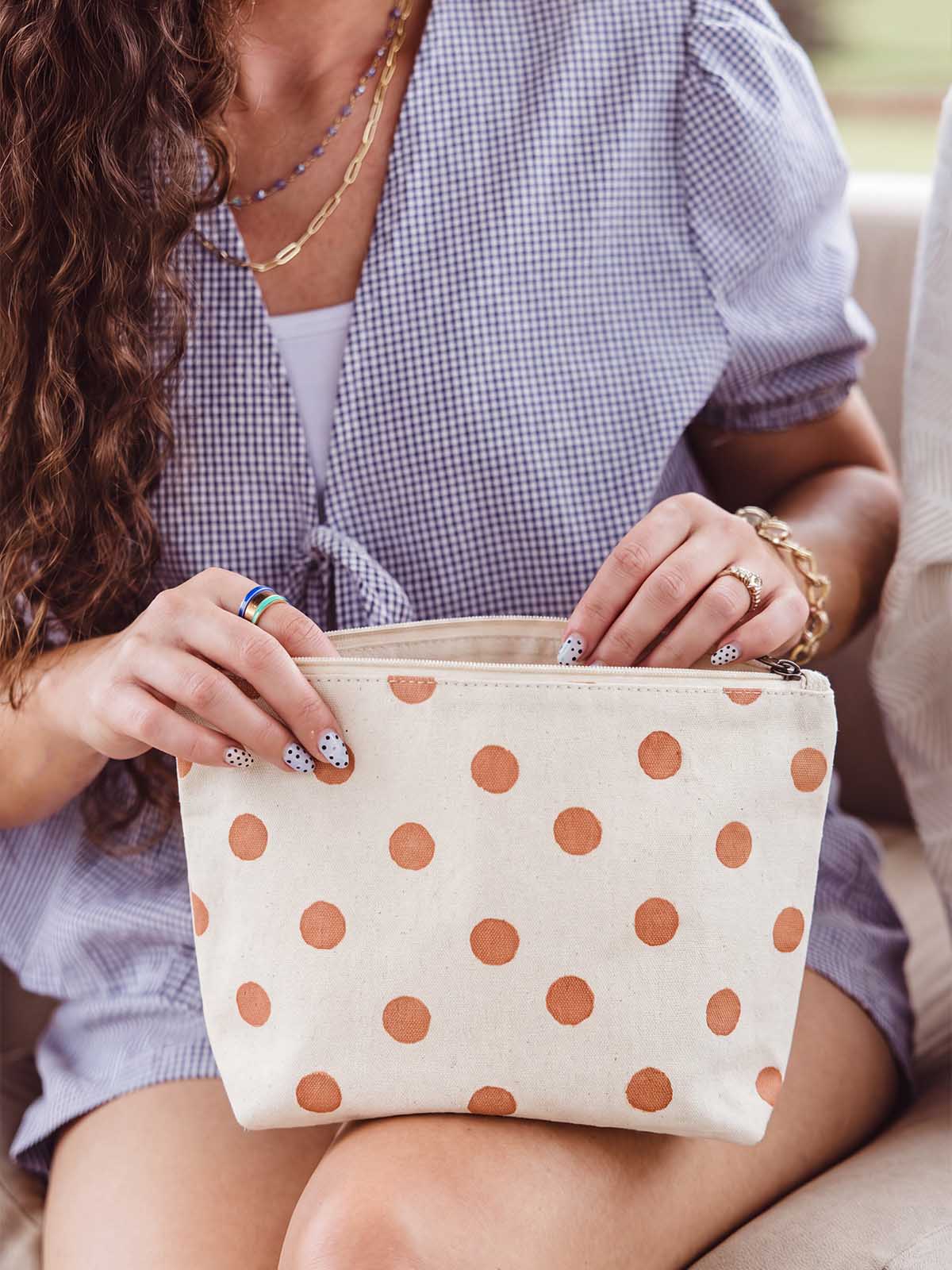 Large Waterproof Pouch-Clay Dot