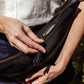 Black Leather Moon Sling Bag