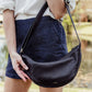 Black Leather Moon Sling Bag