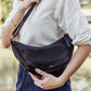 Black Leather Moon Sling Bag