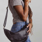 Black Leather Moon Sling Bag