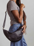 Black Leather Moon Sling Bag