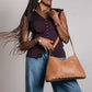 Criscross Leather Handbag in Camel