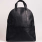 Pebbled Black Leather Half-Moon Backpack