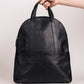 Pebbled Black Leather Half-Moon Backpack