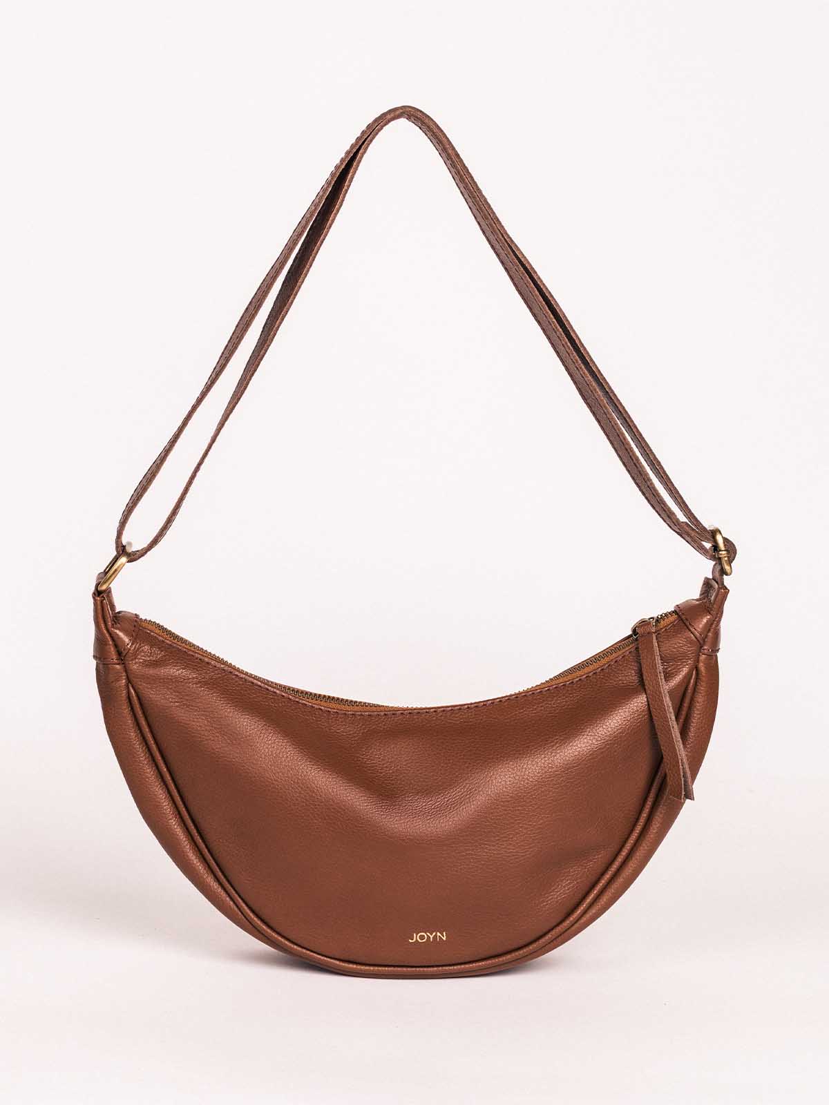 Vintage Brown Leather Moon Sling Bag
