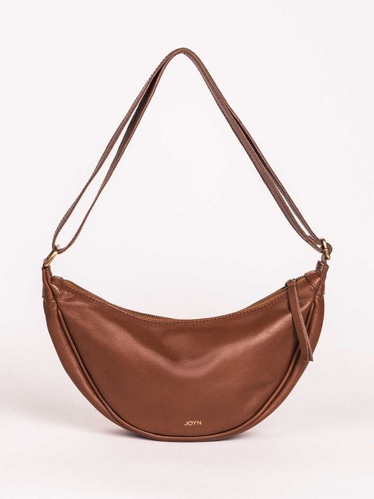 Vintage Brown Leather Moon Sling Bag