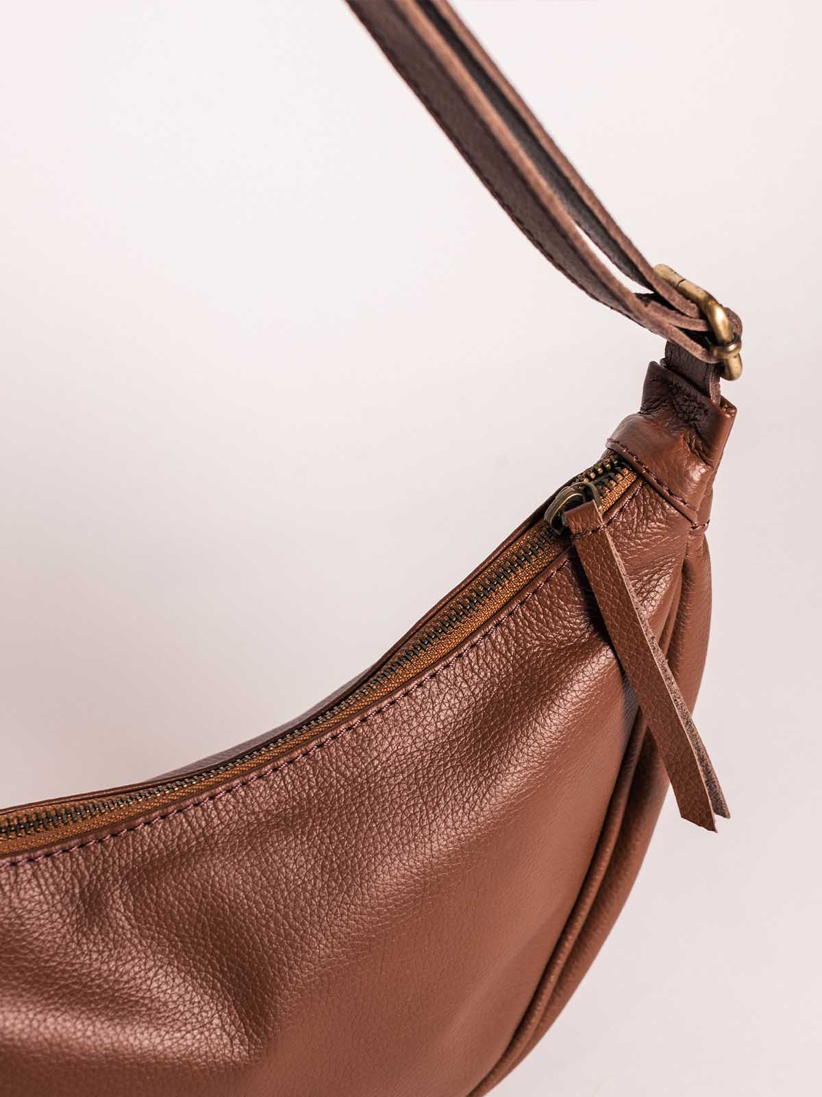 Vintage Brown Leather Moon Sling Bag