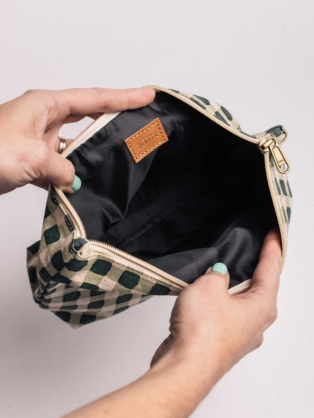 Large Waterproof Pouch -Evergreen Gingham
