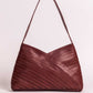 Crisscross Leather Handbag in Cherry