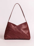 Crisscross Leather Handbag in Cherry