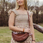 Vintage Brown Leather Moon Sling Bag
