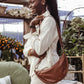 Vintage Brown Leather Moon Sling Bag