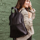 Pebbled Black Leather Half-Moon Backpack