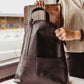 Pebbled Black Leather Half-Moon Backpack