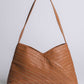Criscross Leather Handbag in Camel