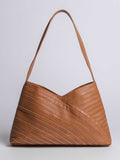 Criscross Leather Handbag in Camel