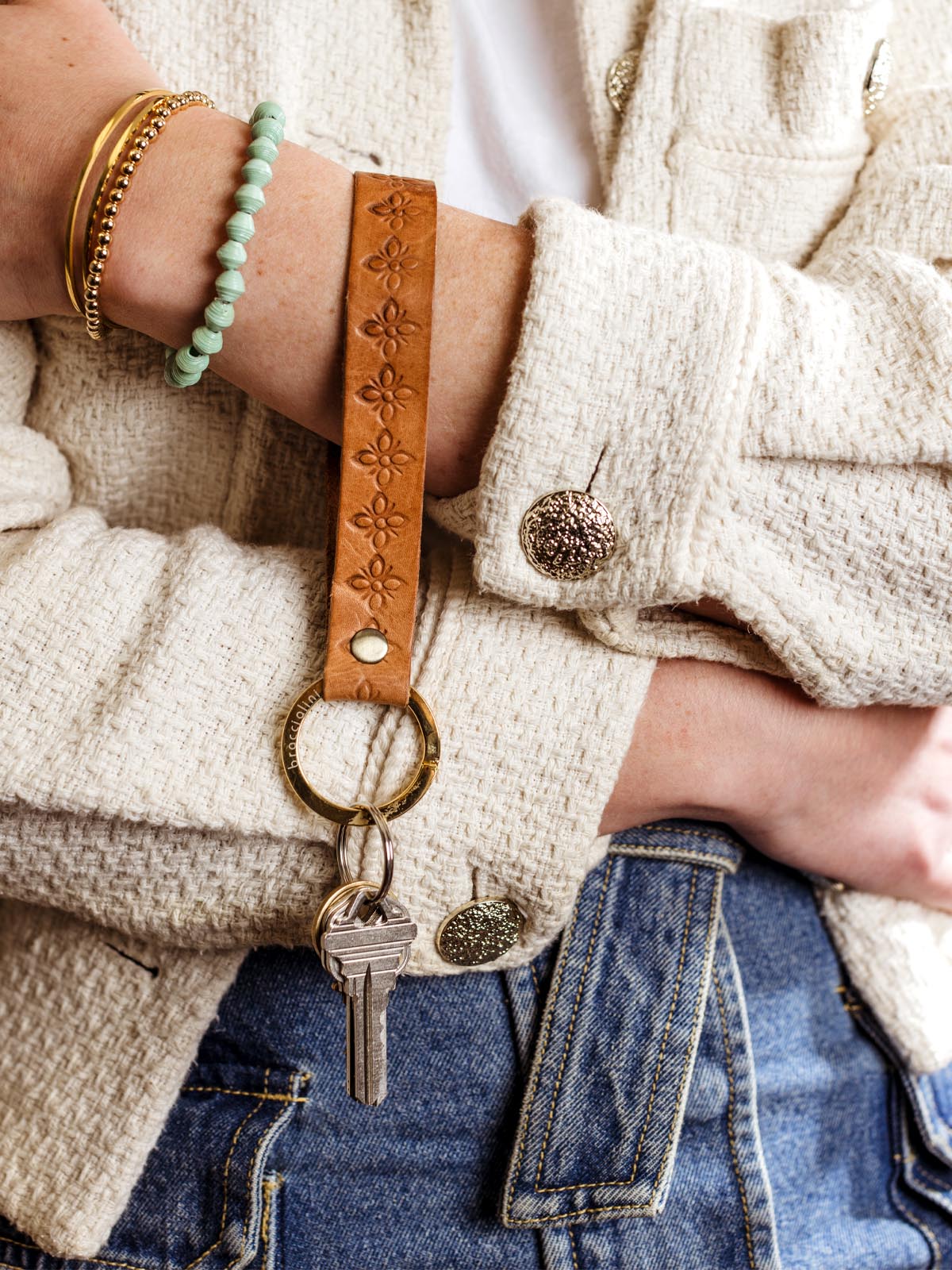 Hand Stamped Leather Keychain