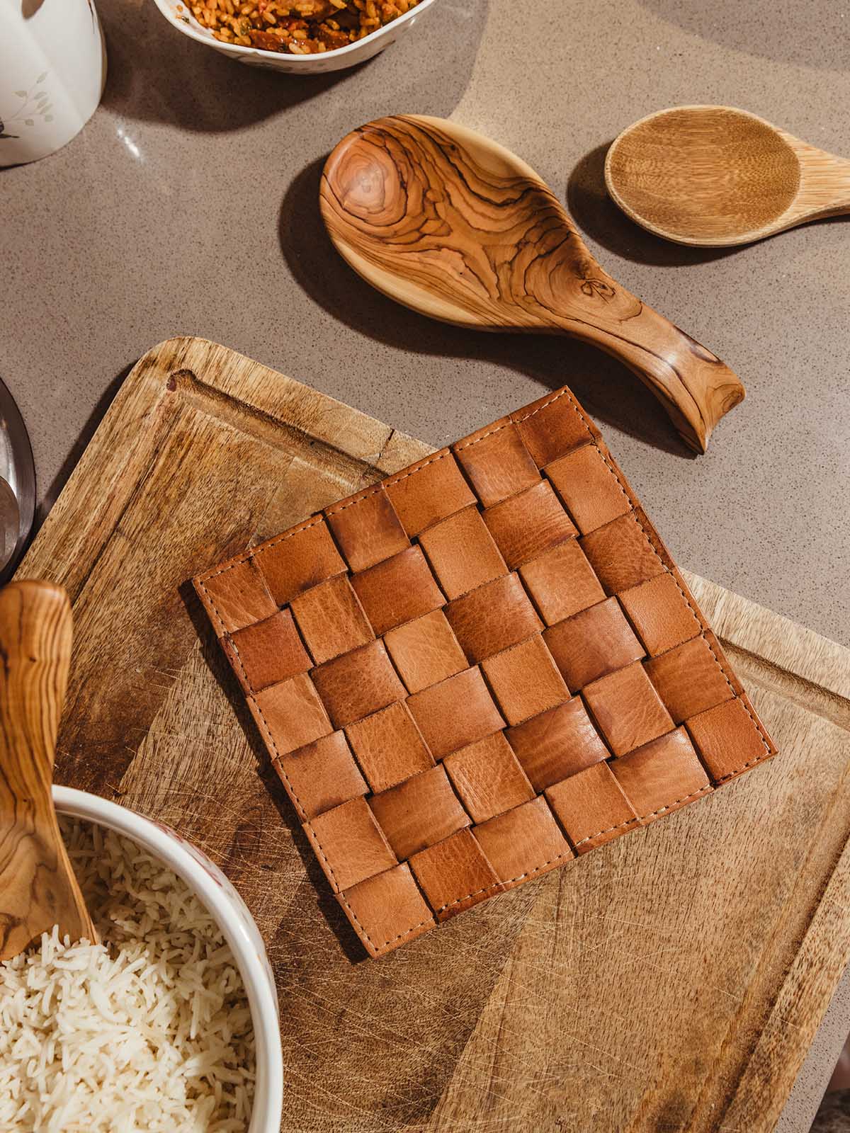 Woven Leather Trivet